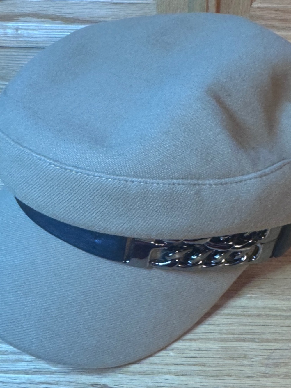 New Women's Newsboy Cap One Size Fits Most 8.5 In. Round Cream With Black Band